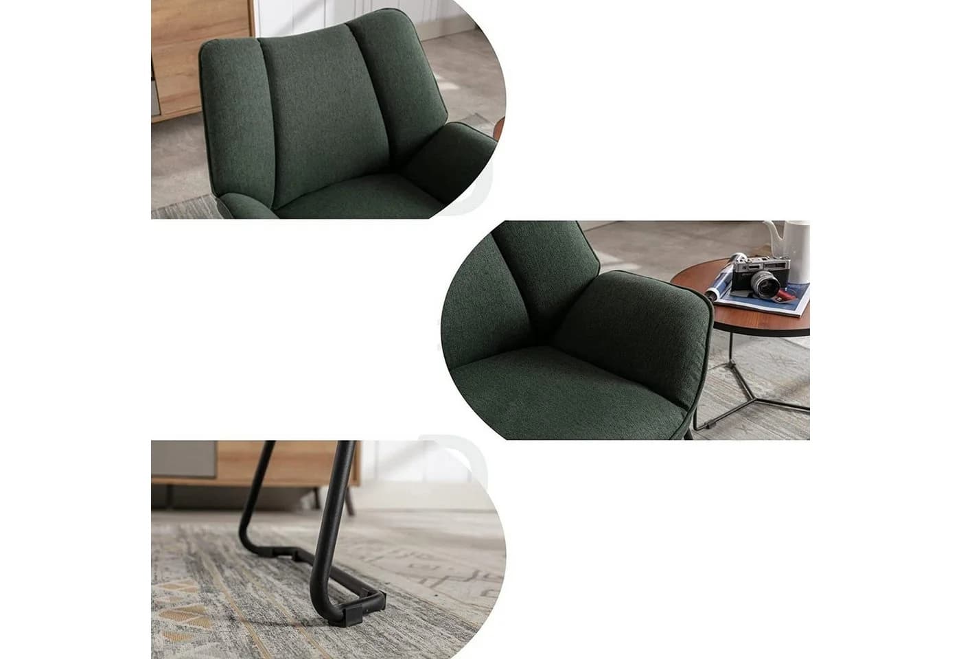 WAHSON OFFICE CHAIRS Loungesessel Grün Leinenstoff - Bild 5