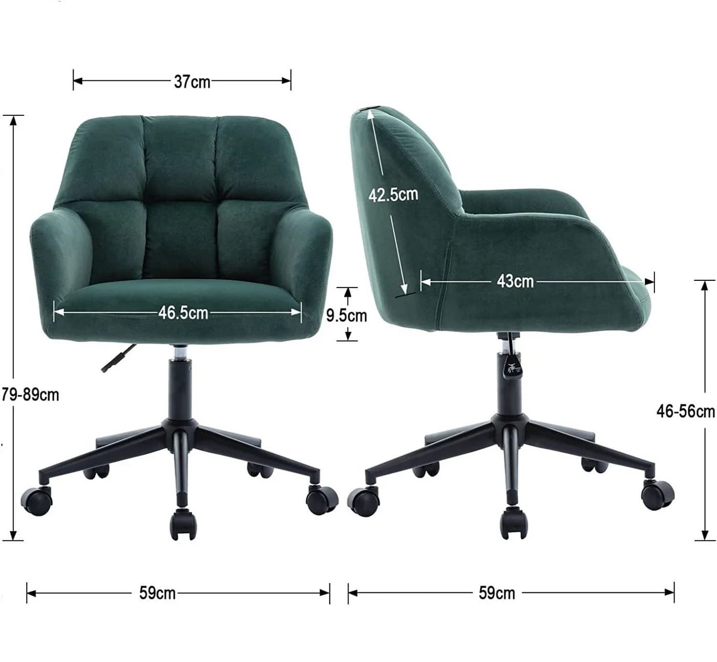 WAHSON OFFICE CHAIRS Bürostuhl Samt/Pu-Leder Schreibtischstuhl Drehstuhl Grün - Bild 5