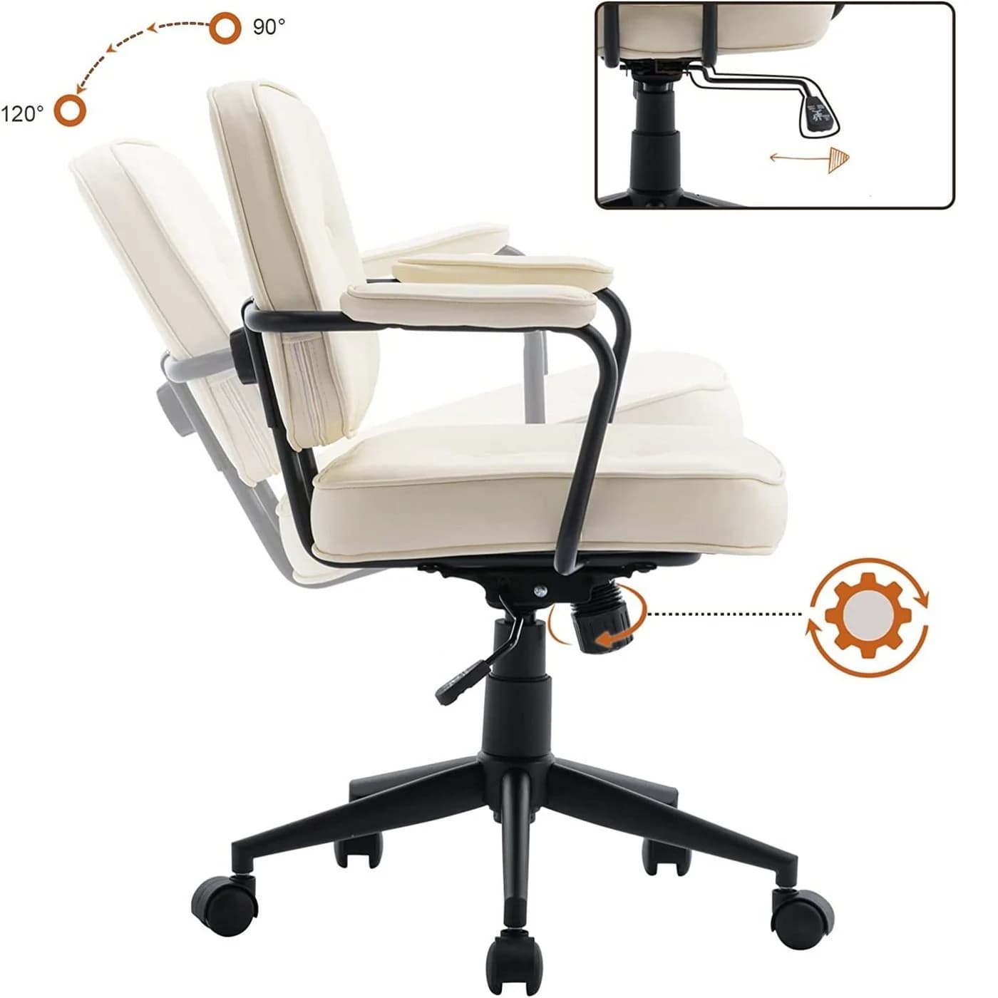 Wahson Bürostuhl Ledbezug Schreibtischstuhl höhenverstellbar Weiß - Bild 4