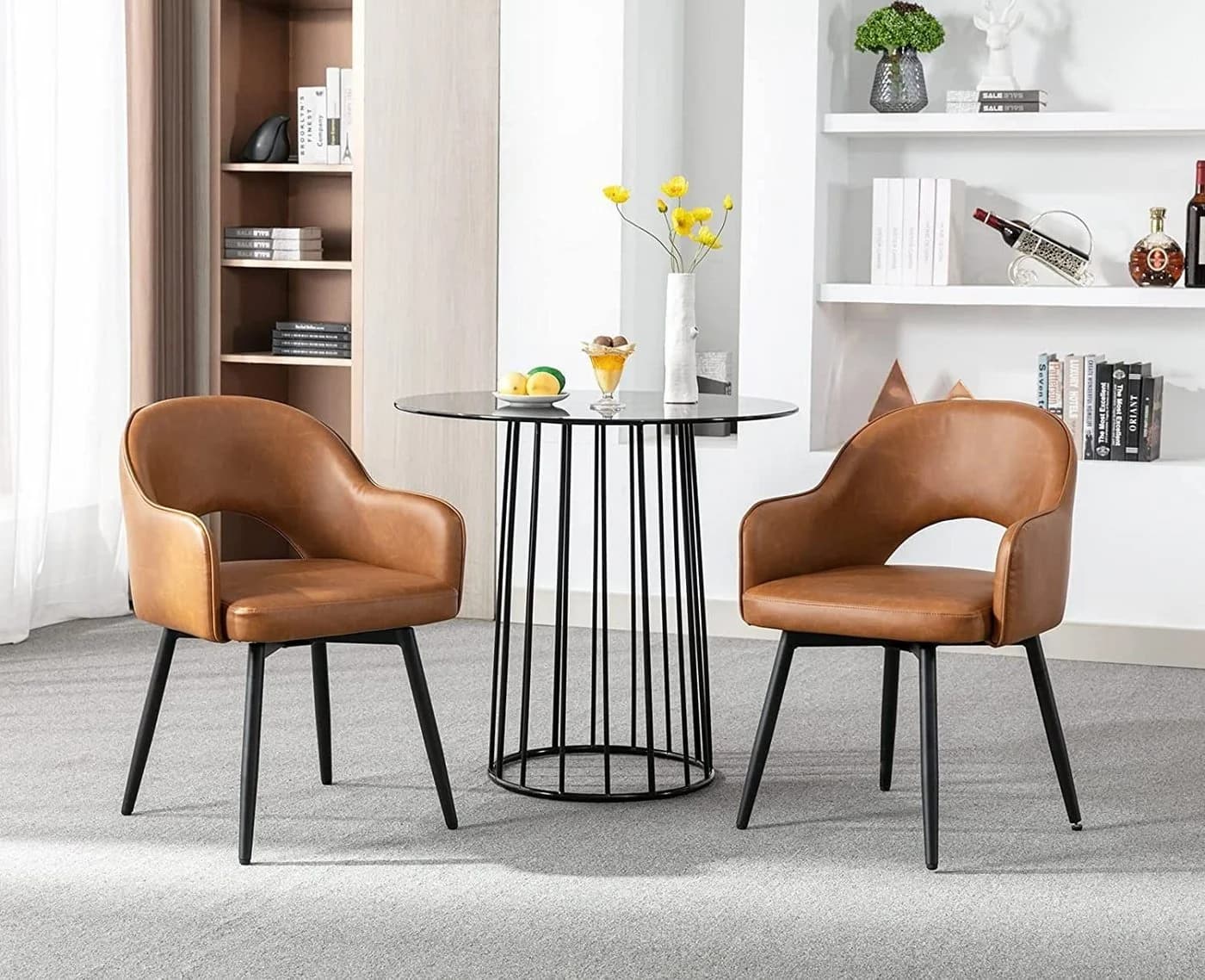 WAHSON OFFICE CHAIRS Esszimmerstuhl 2er Set Drehstuhl Samt Schwarz