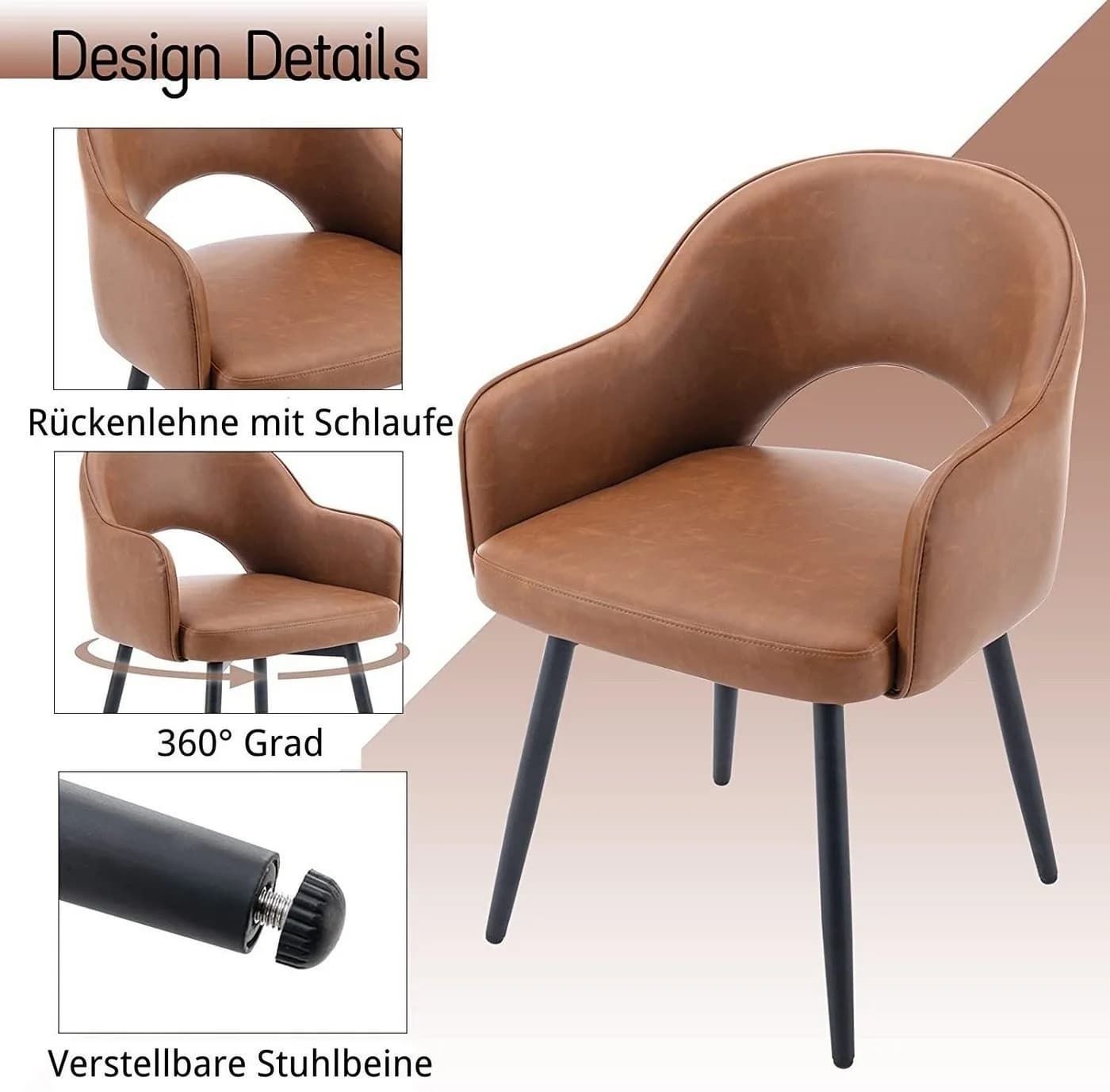 WAHSON OFFICE CHAIRS Esszimmerstuhl 2er Set Drehstuhl Samt Schwarz - Bild 3