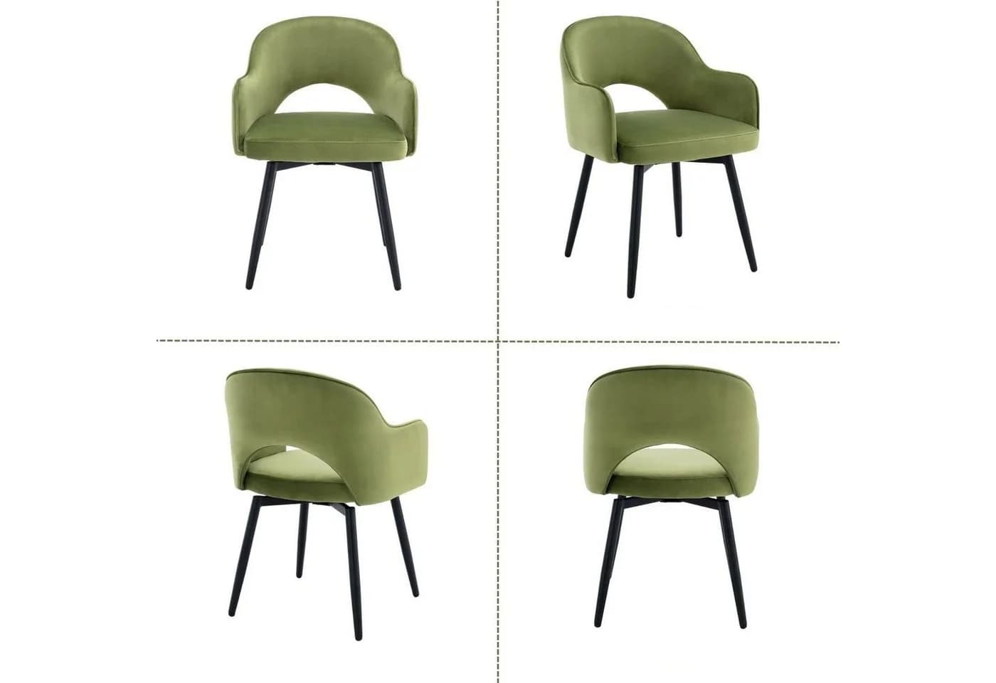 WAHSON OFFICE CHAIRS Esszimmerstuhl 2er Set Drehstuhl Grün Samt - Bild 4