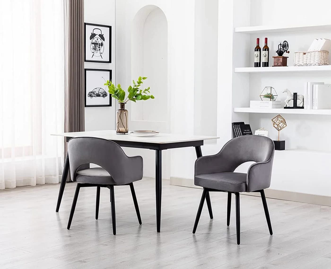WAHSON OFFICE CHAIRS Esszimmerstuhl 2er Set Drehstuhl Grau Samt