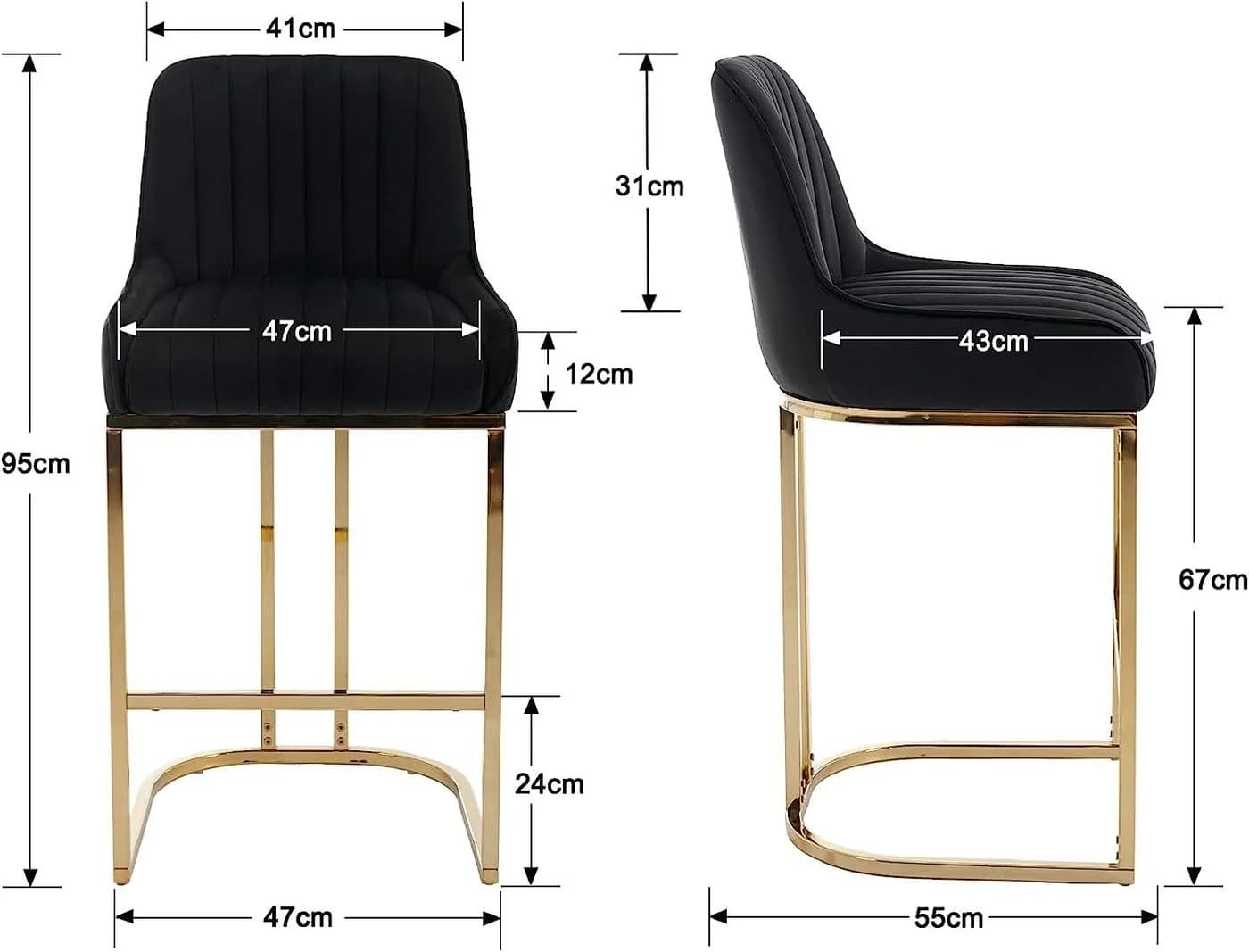 WAHSON OFFICE CHAIRS Barhocker Samt 2er Set Küchenhocker mit Lehne Weiß