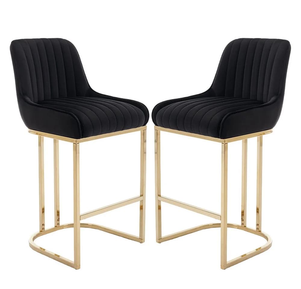 WAHSON OFFICE CHAIRS Barhocker Samt 2er Set Küchenhocker mit Lehne Weiß - Bild 2