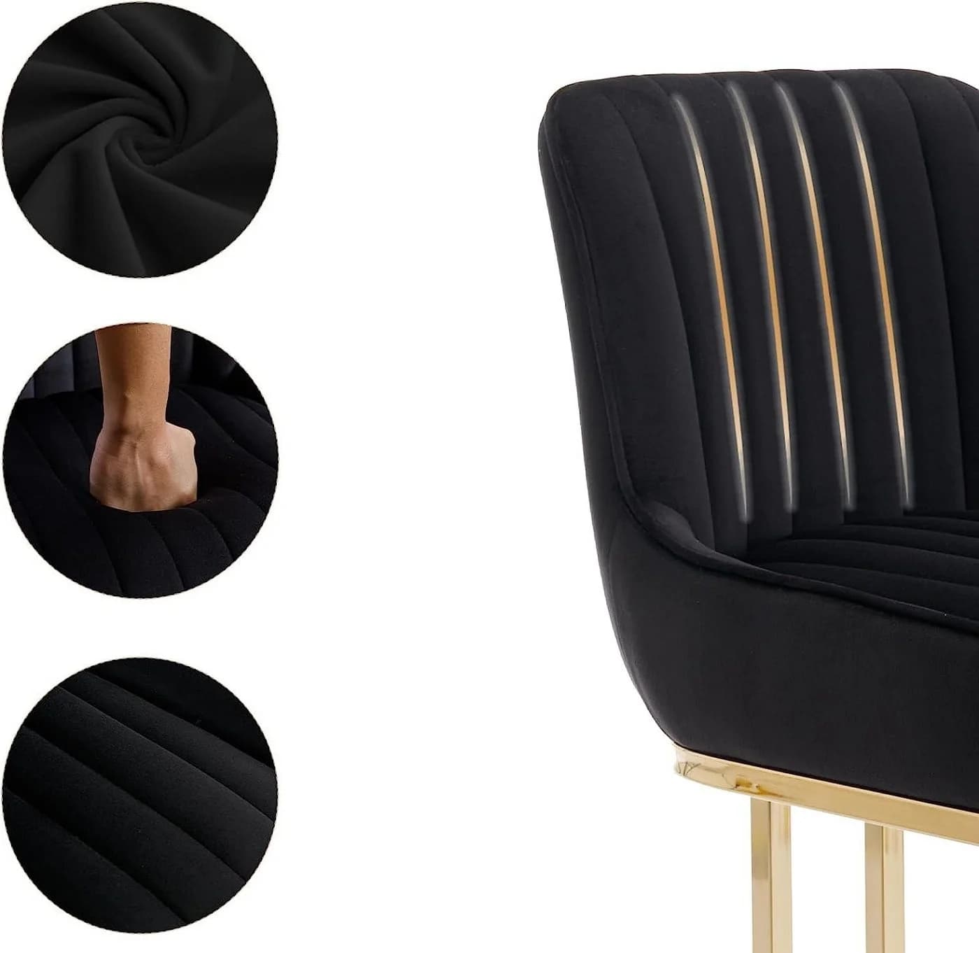 WAHSON OFFICE CHAIRS Barhocker Samt 2er Set Küchenhocker mit Lehne Weiß - Bild 5