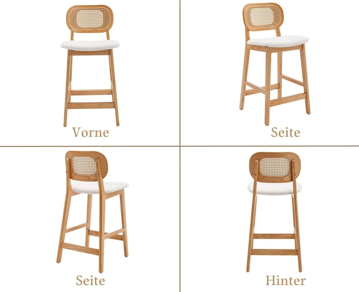 WAHSON OFFICE CHAIRS Barhocker Rattan 2/4er Set Beige - Bild 4