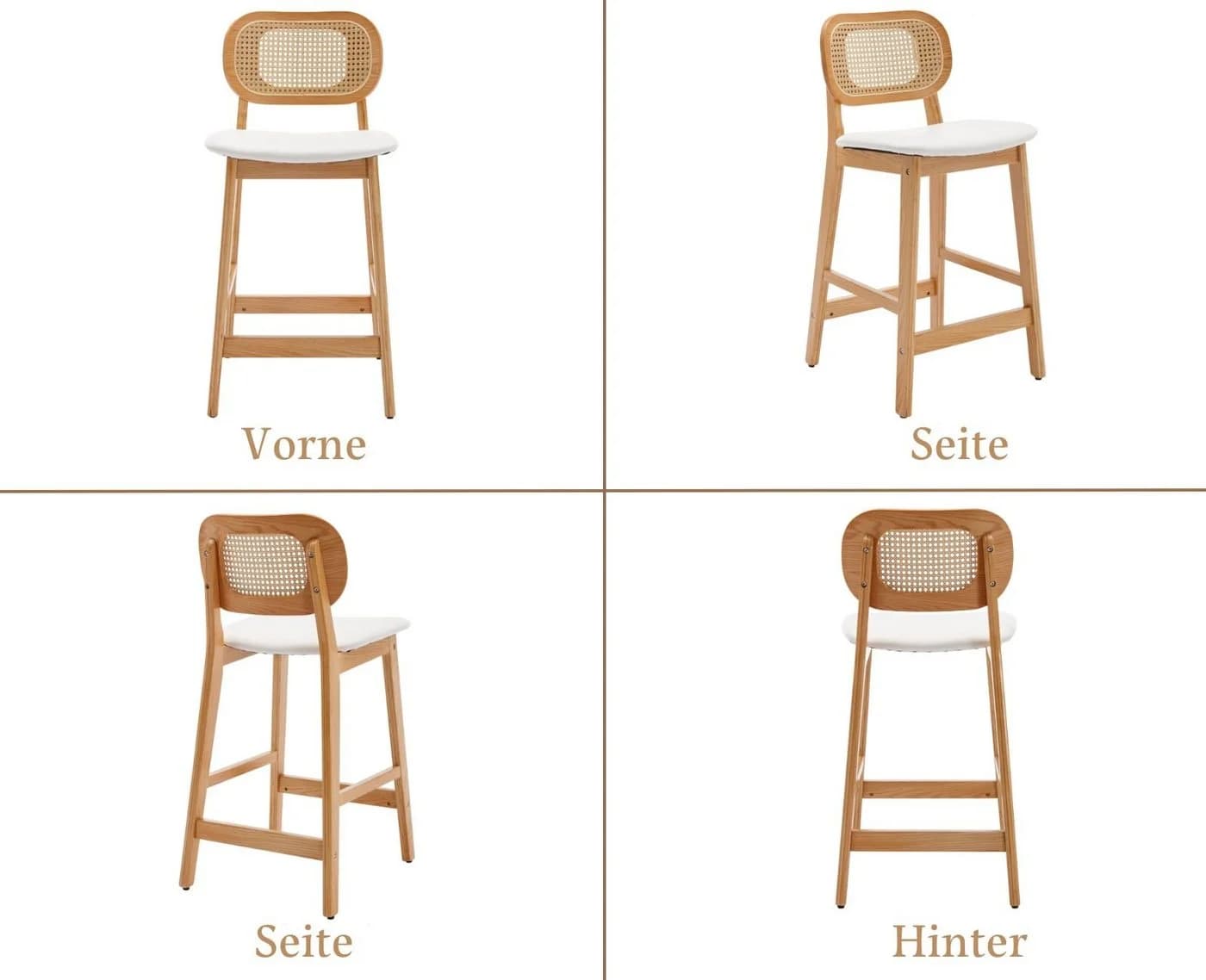 WAHSON OFFICE CHAIRS Barhocker Rattan 2/4er Set Weiß - Bild 3