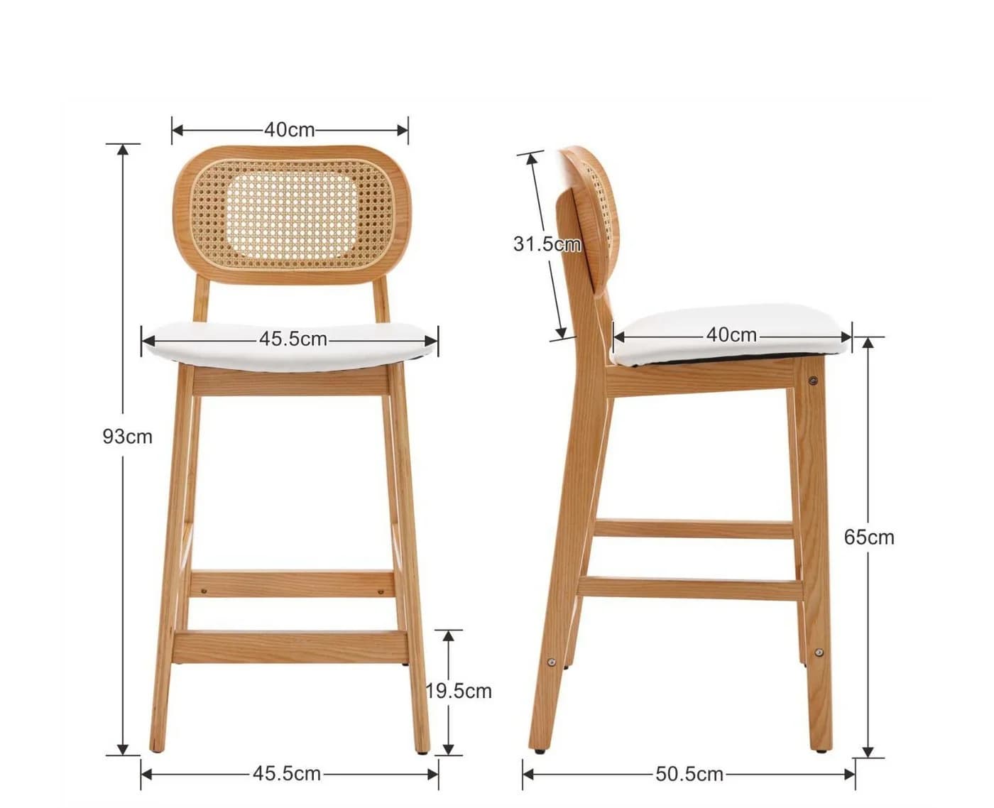 WAHSON OFFICE CHAIRS Barhocker Rattan 2/4er Set Weiß - Bild 4