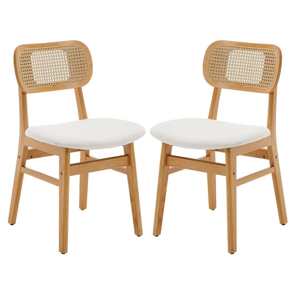WAHSON OFFICE CHAIRS Esszimmerstuhl Rattansessel 2/4er Set Beige - Bild 2
