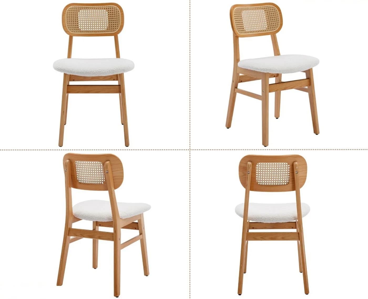 WAHSON OFFICE CHAIRS Esszimmerstuhl Rattansessel 2/4er Set Beige - Bild 4
