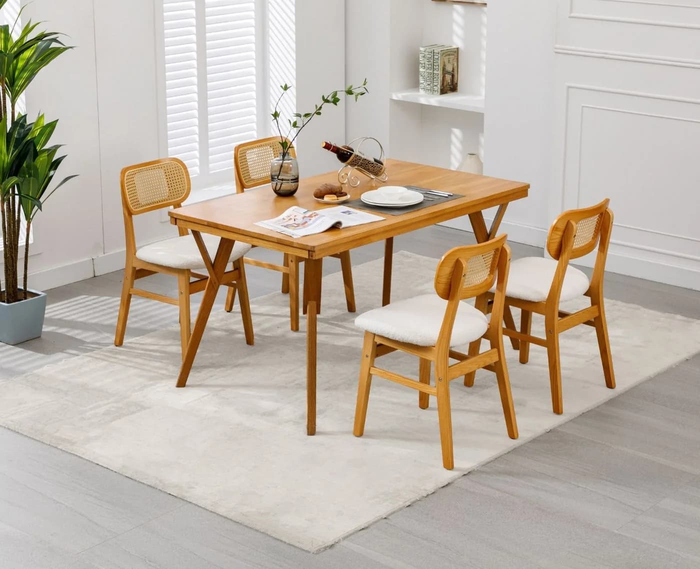 WAHSON OFFICE CHAIRS Esszimmerstuhl Rattansessel 2/4er Set Beige - Bild 5