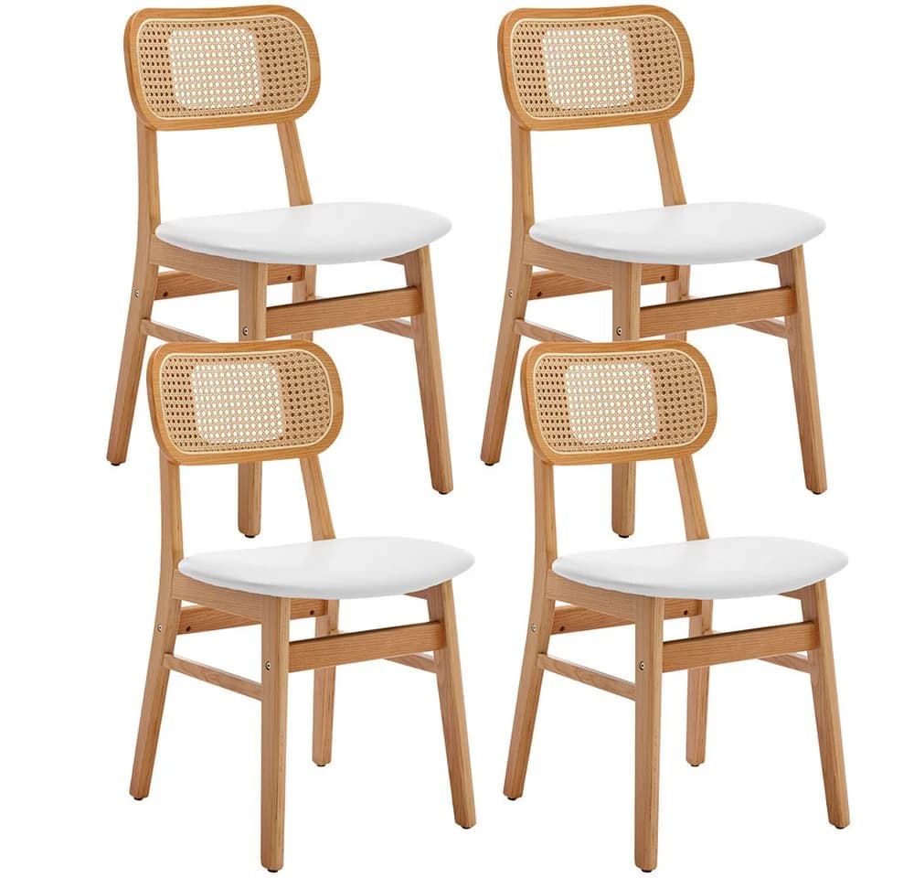 WAHSON OFFICE CHAIRS Esszimmerstuhl Rattansessel 2/4er Set Küchenstuhl Weiß - Bild 2