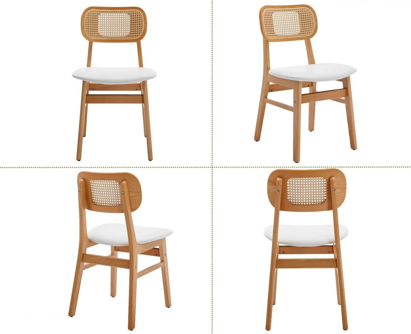 WAHSON OFFICE CHAIRS Esszimmerstuhl Rattansessel 2/4er Set Küchenstuhl Weiß - Bild 5