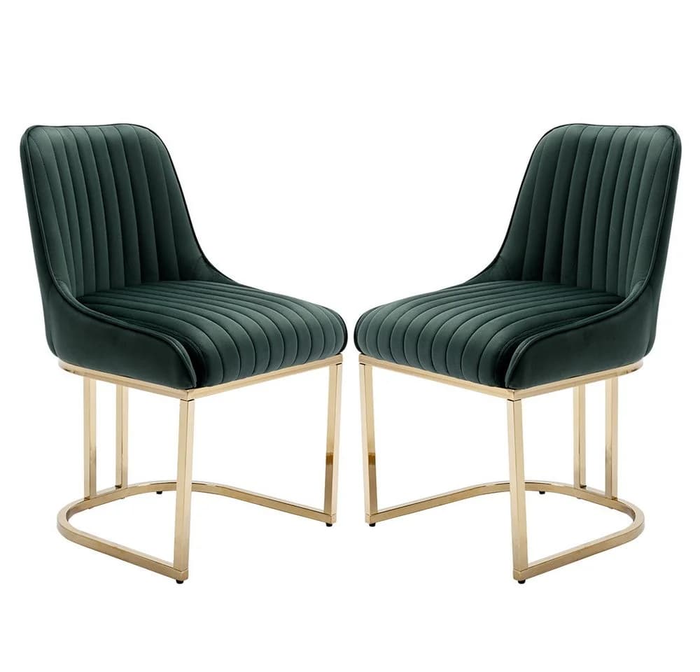 WAHSON OFFICE CHAIRS Esszimmerstuhl 2er Set Küchenstuhl Gold Samt - Bild 2