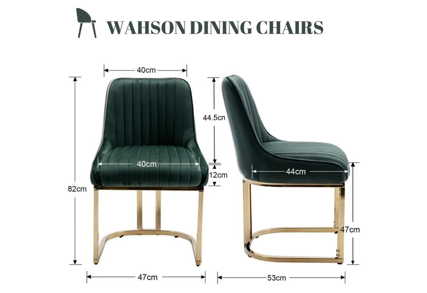 WAHSON OFFICE CHAIRS Esszimmerstuhl 2er Set Küchenstuhl Gold Samt - Bild 3