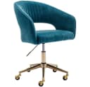 WAHSON Bürostuhl Chenille/PU-Leder Grün Ergonomisch mit Rollen Bild 2