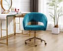 WAHSON Bürostuhl Chenille/PU-Leder Grün Ergonomisch mit Rollen Bild 3