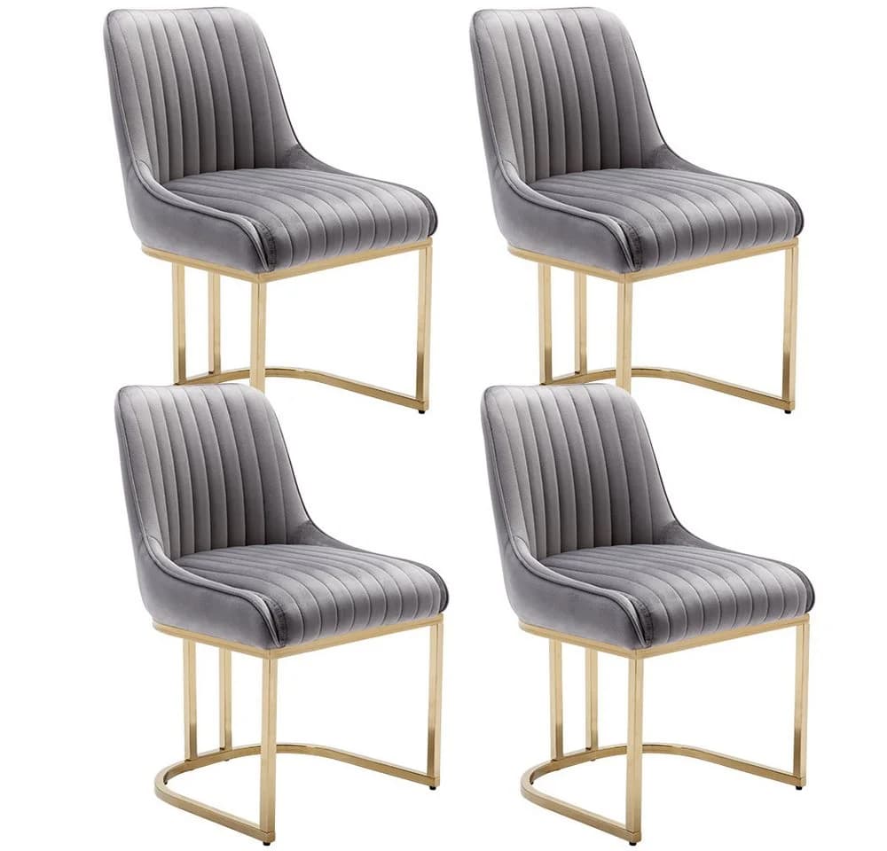 WAHSON OFFICE CHAIRS Esszimmerstuhl 2er Set Grau Gold Samt - Bild 2