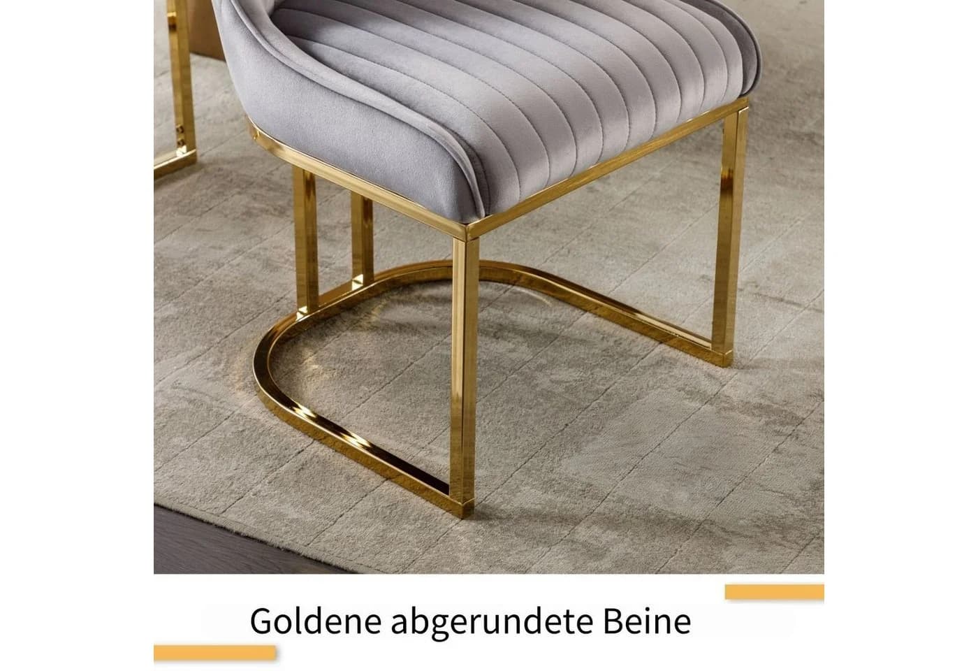 WAHSON OFFICE CHAIRS Esszimmerstuhl 2er Set Grau Gold Samt - Bild 3
