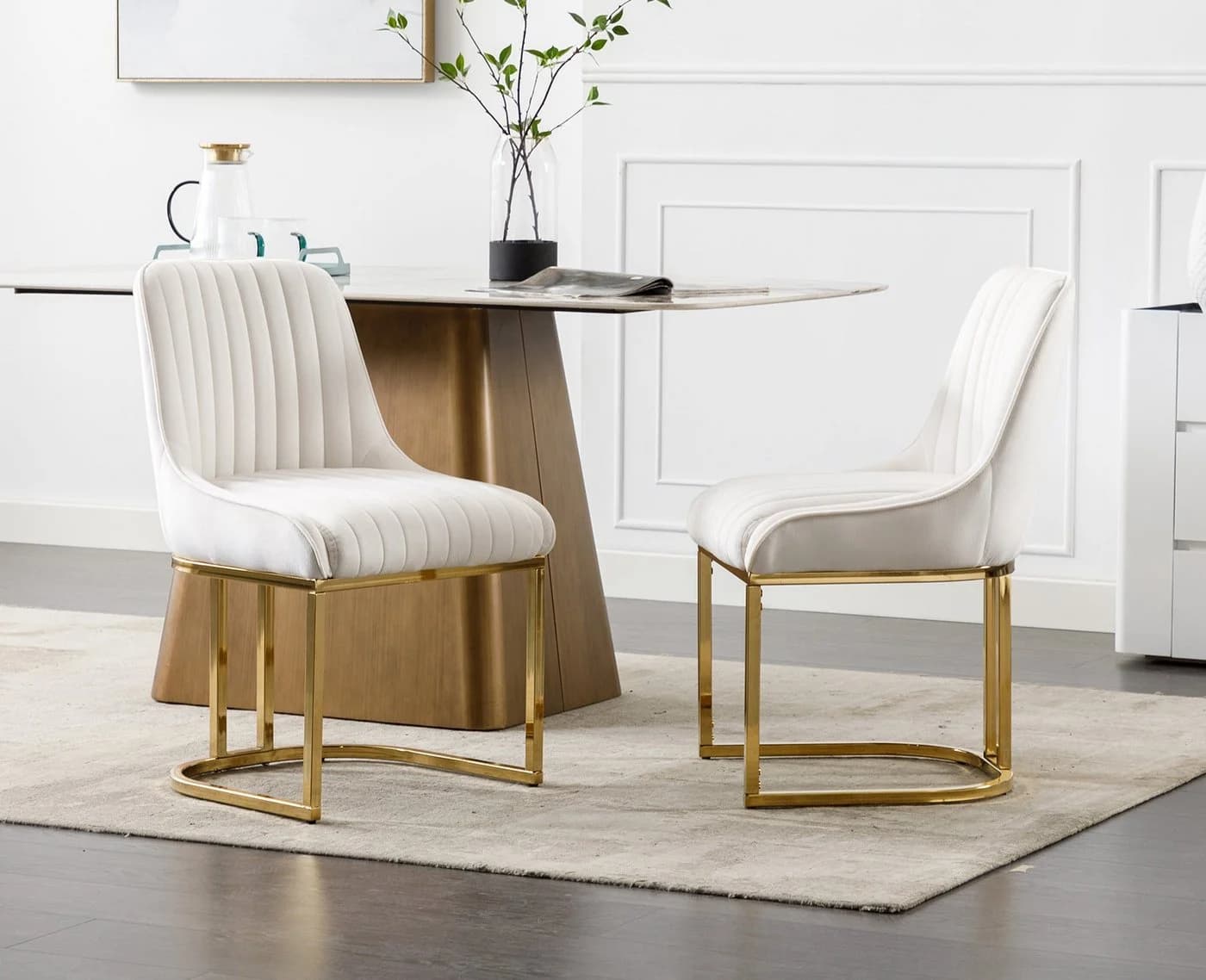 WAHSON OFFICE CHAIRS Esszimmerstuhl 2er Set mit goldenen Stuhlbeinen - Bild 3
