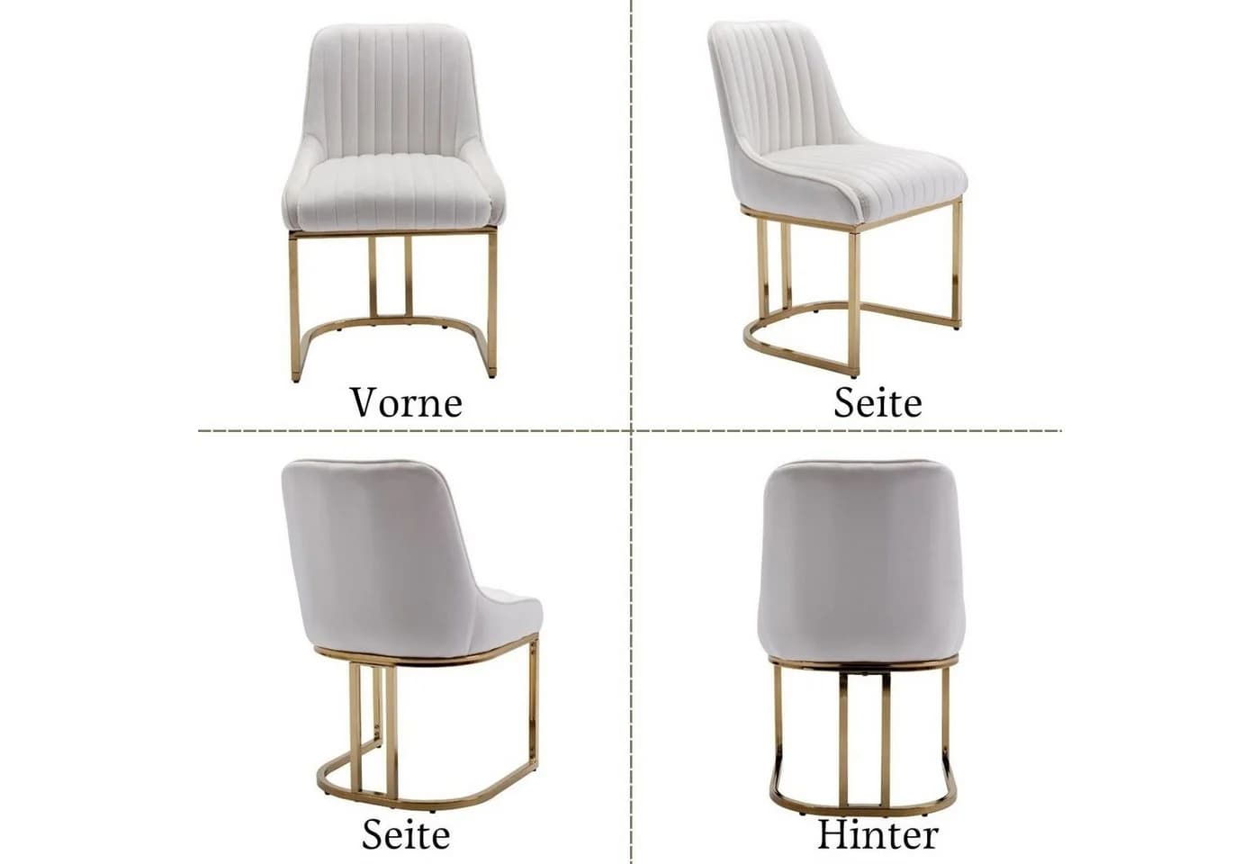 WAHSON OFFICE CHAIRS Esszimmerstuhl 2er Set mit goldenen Stuhlbeinen - Bild 4