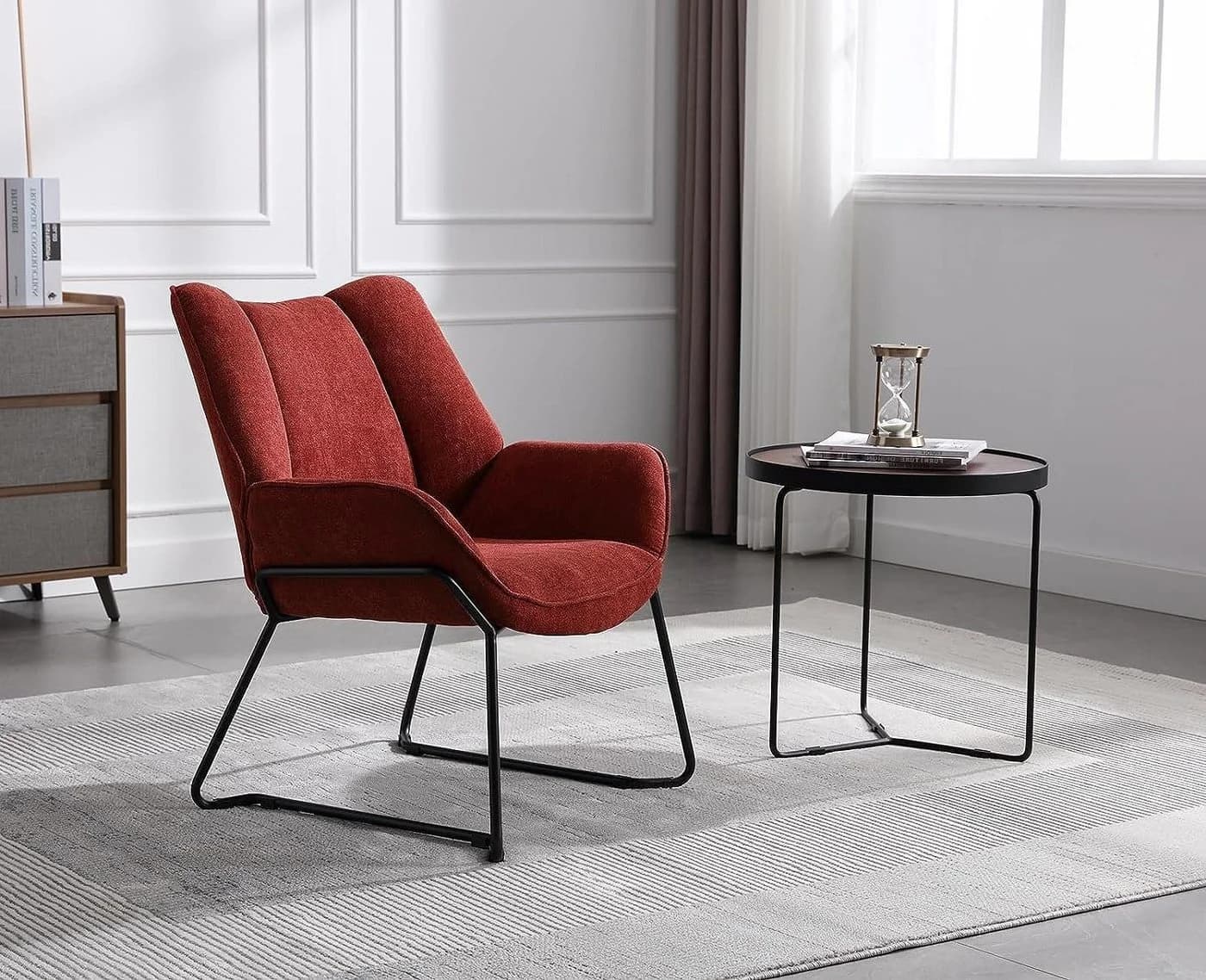 WAHSON OFFICE CHAIRS Loungesessel Rot Leinenstoff