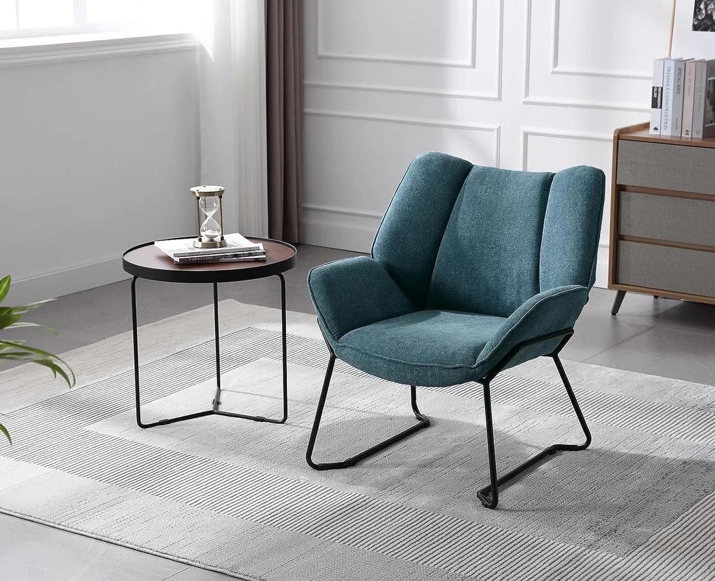 WAHSON OFFICE CHAIRS Loungesessel Blau Leinenstoff