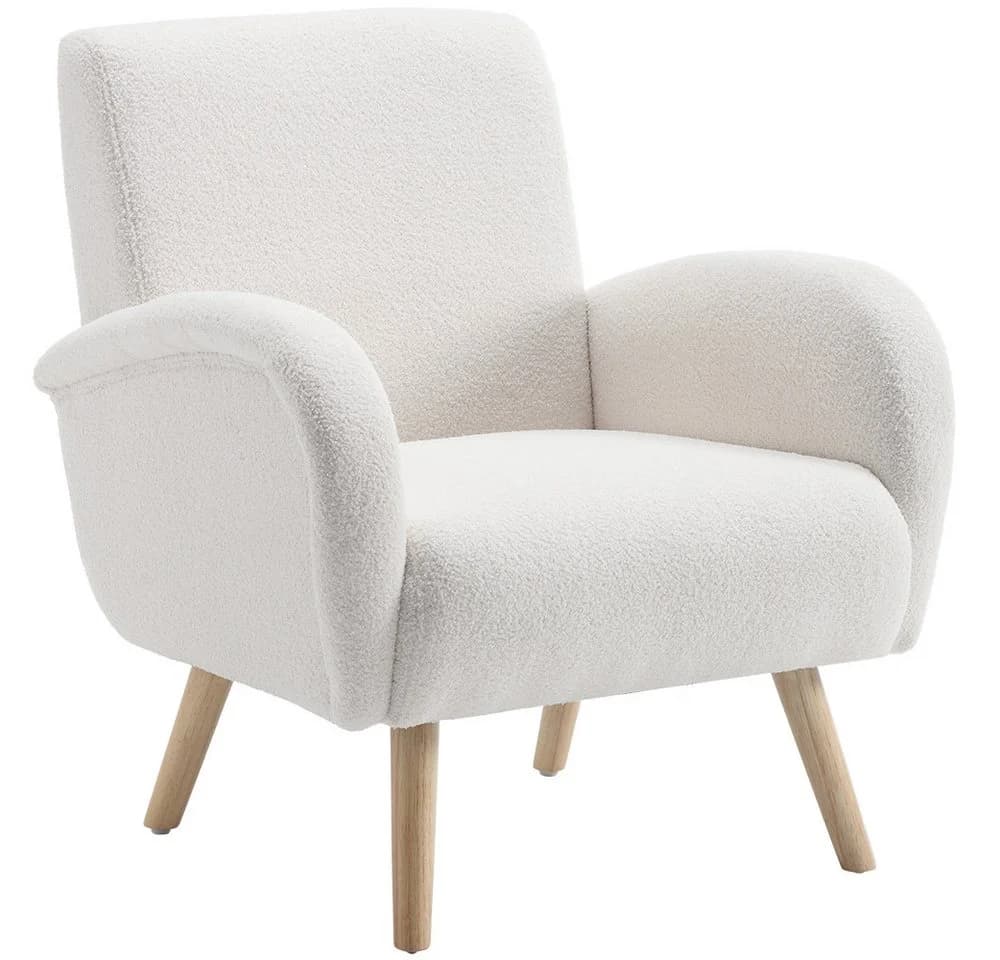 WAHSON OFFICE CHAIRS Retro Polstersessel mit Massivholzbeinen Weiß - Bild 2
