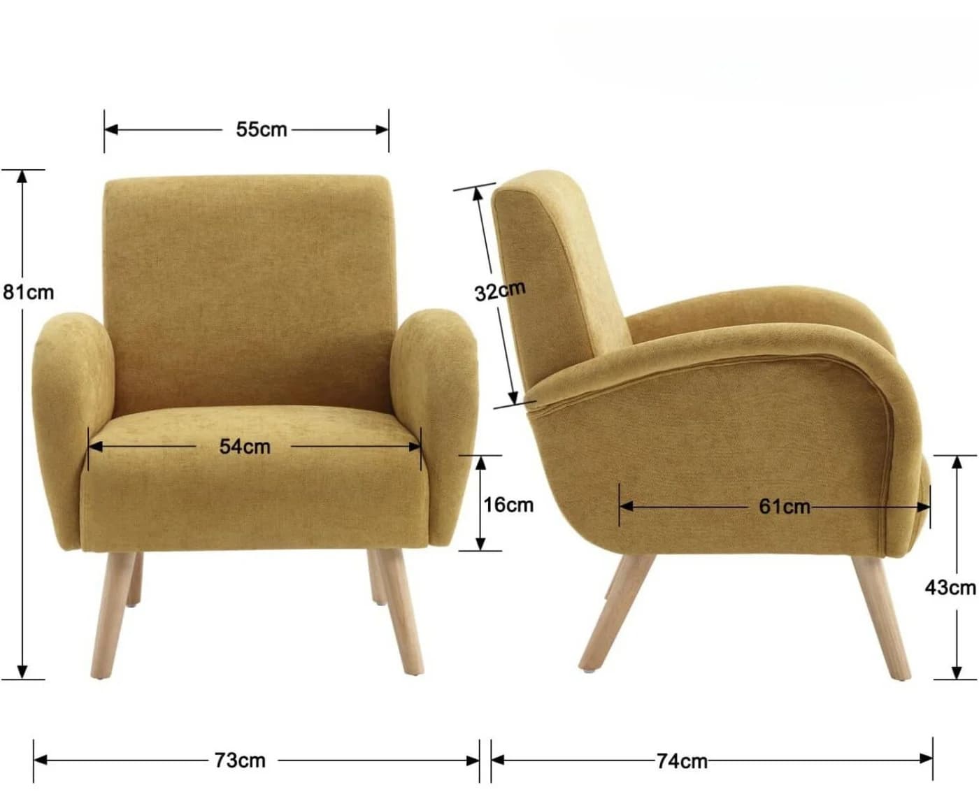 WAHSON OFFICE CHAIRS Sessel Retro Polstersessel Gelb - Bild 3