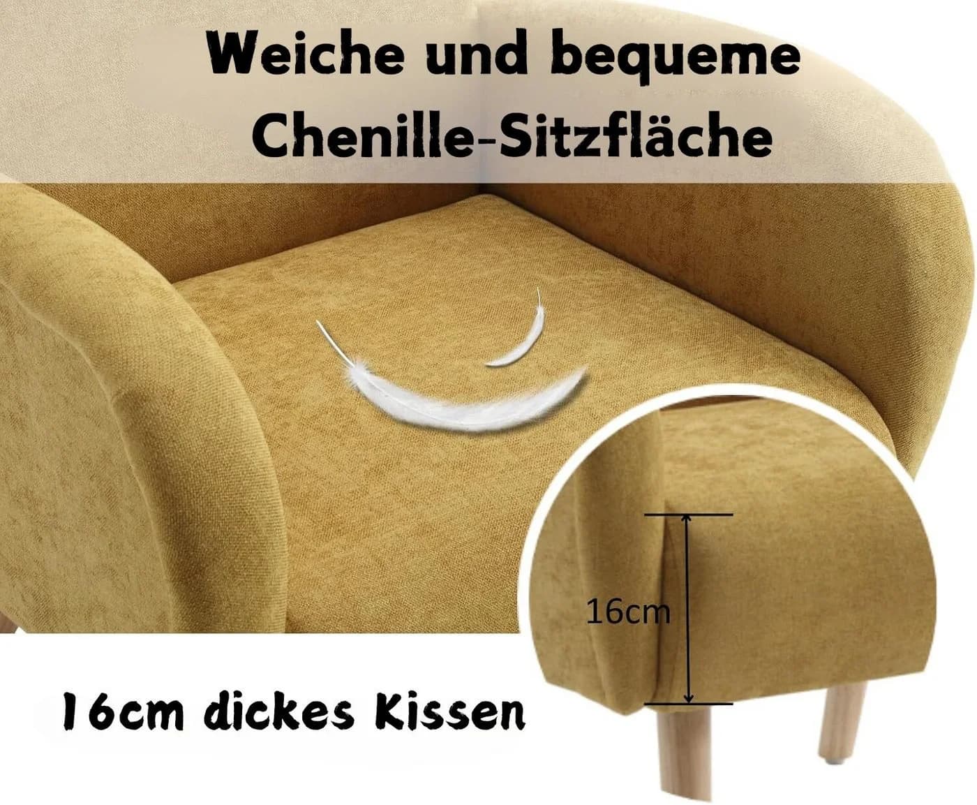 WAHSON OFFICE CHAIRS Sessel Retro Polstersessel Gelb - Bild 4