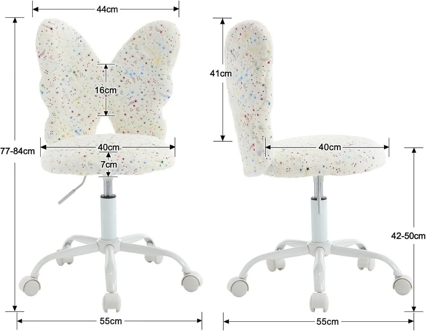 WAHSON OFFICE CHAIRS Kinderstuhl Weiß Kunstfell höhenverstellbar drehbar