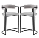 WAHSON OFFICE CHAIRS Barhocker 2er Set Grau Samt Küchenhocker Bild 2