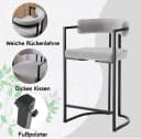 WAHSON OFFICE CHAIRS Barhocker 2er Set Grau Samt Küchenhocker Bild 5