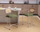 WAHSON OFFICE CHAIRS Barhocker 2er Set Grün Rattan Küchenhocker Bild 5