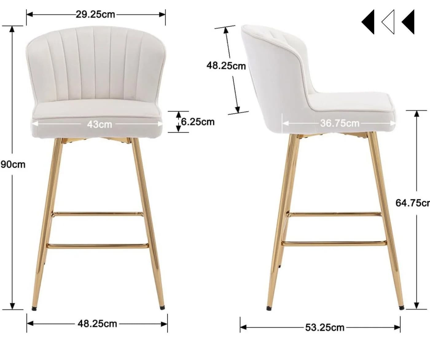 WAHSON Office Chairs Barhocker 2er-Set PU-Leder Metallbeine - Bild 3