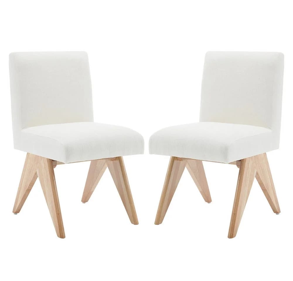 WAHSON Esszimmerstuhl 2er Set Chenille Beige Polsterstuhl - Bild 2