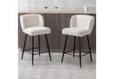 WAHSON OFFICE CHAIRS Barhocker 2er Set Leinen/Kunstfell Armlos für Theke/Esszimmer Bild 1