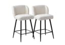 WAHSON OFFICE CHAIRS Barhocker 2er Set Leinen/Kunstfell Armlos für Theke/Esszimmer Bild 2