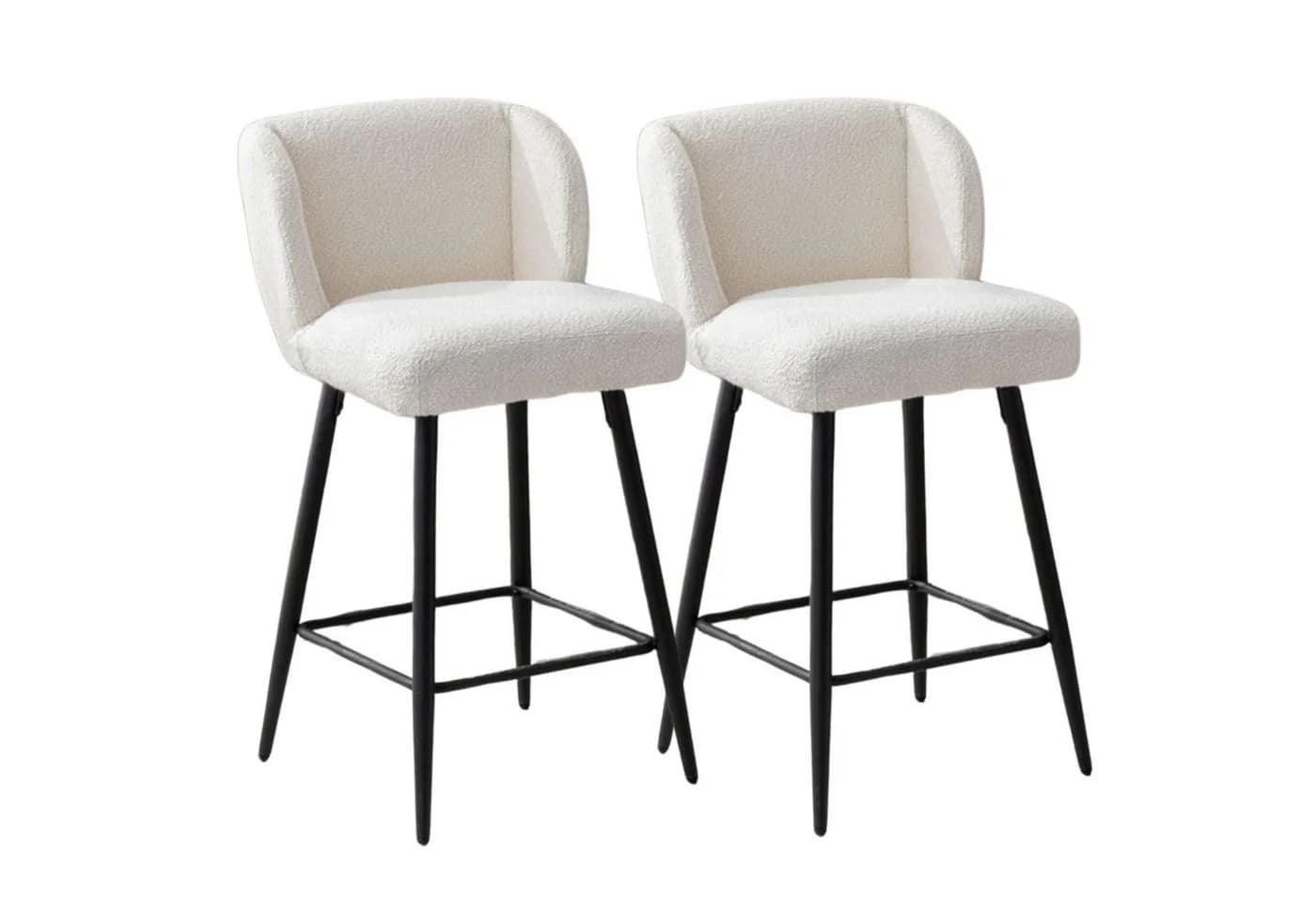 WAHSON OFFICE CHAIRS Barhocker 2er Set Leinen/Kunstfell Armlos für Theke/Esszimmer - Bild 2