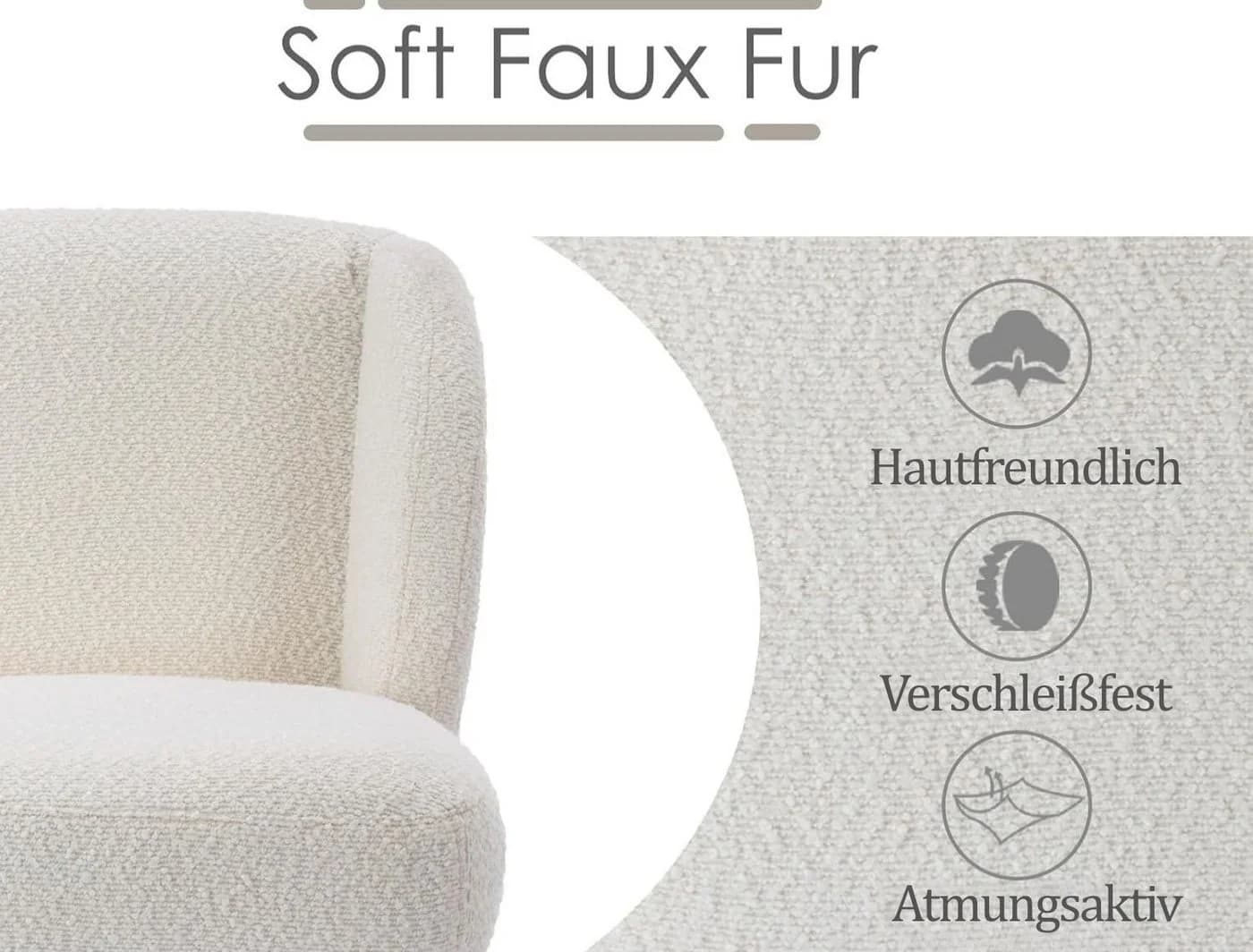 WAHSON OFFICE CHAIRS Barhocker 2er Set Leinen/Kunstfell Armlos für Theke/Esszimmer - Bild 4