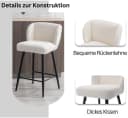 WAHSON OFFICE CHAIRS Barhocker 2er Set Leinen/Kunstfell Armlos für Theke/Esszimmer Bild 5