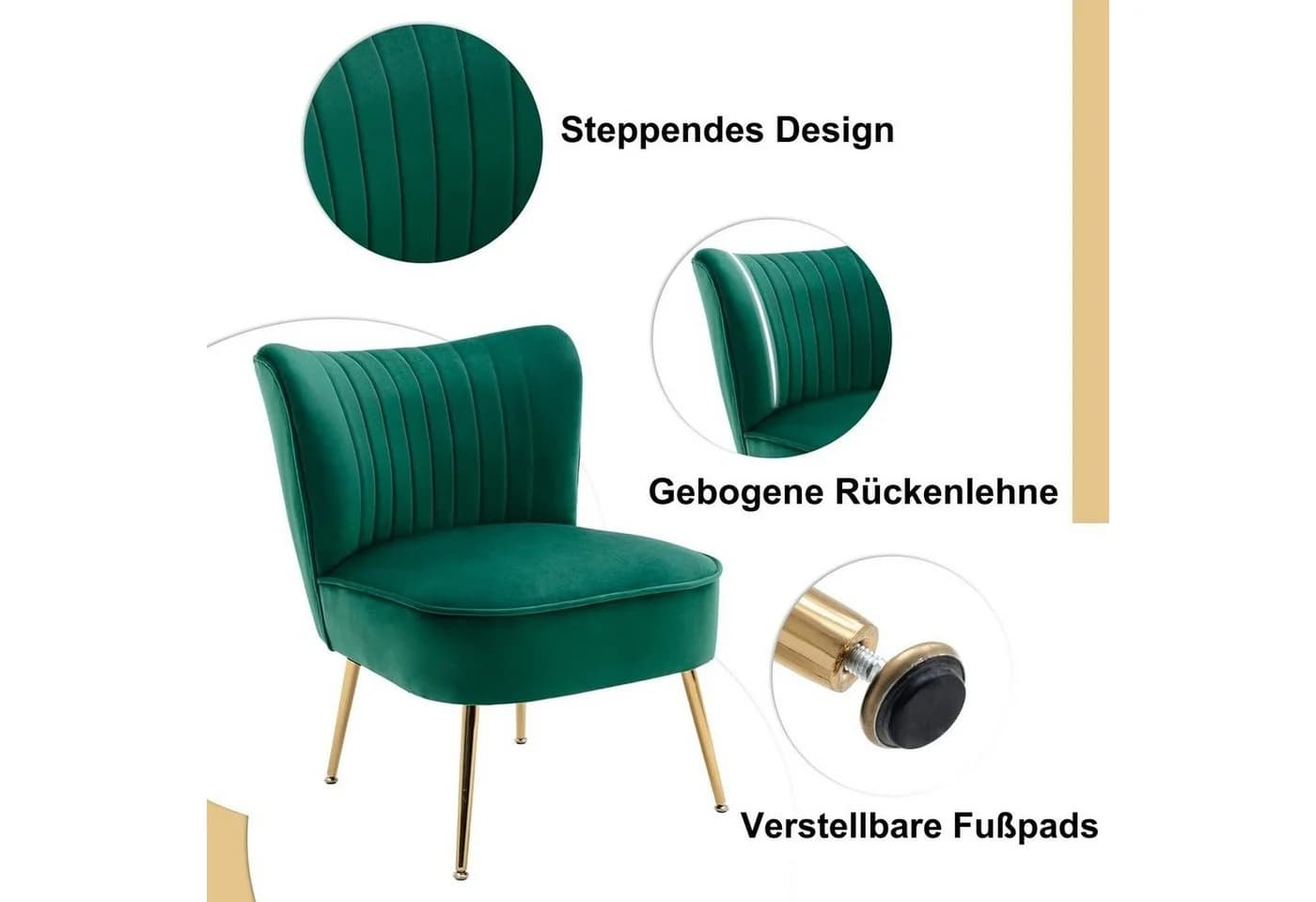 WAHSON OFFICE CHAIRS Loungesessel Grün Moderner Ohrensessel - Bild 5