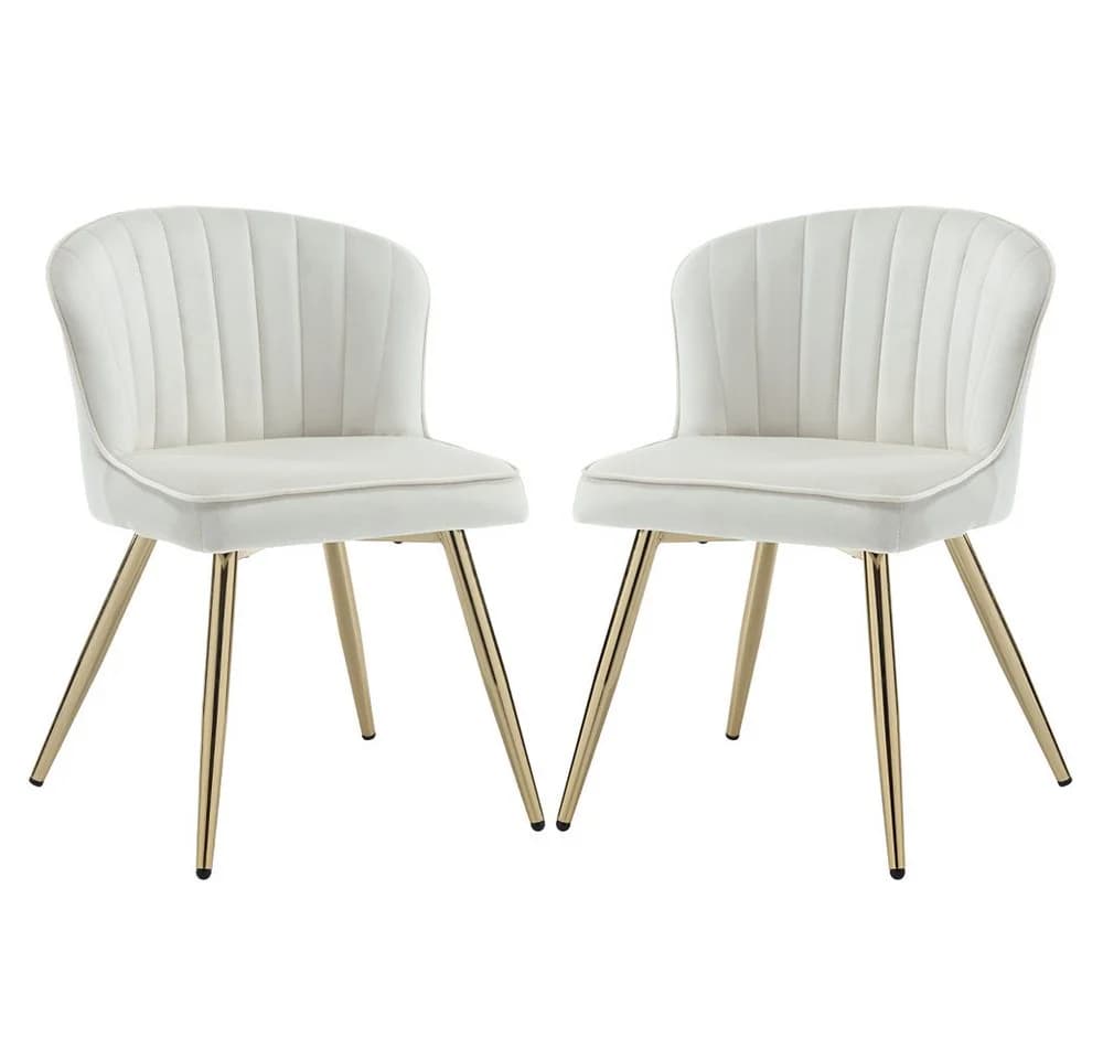 WAHSON OFFICE CHAIRS Esszimmerstuhl 2er Set Beige Küchenstuhl mit goldenem Fuß - Bild 2