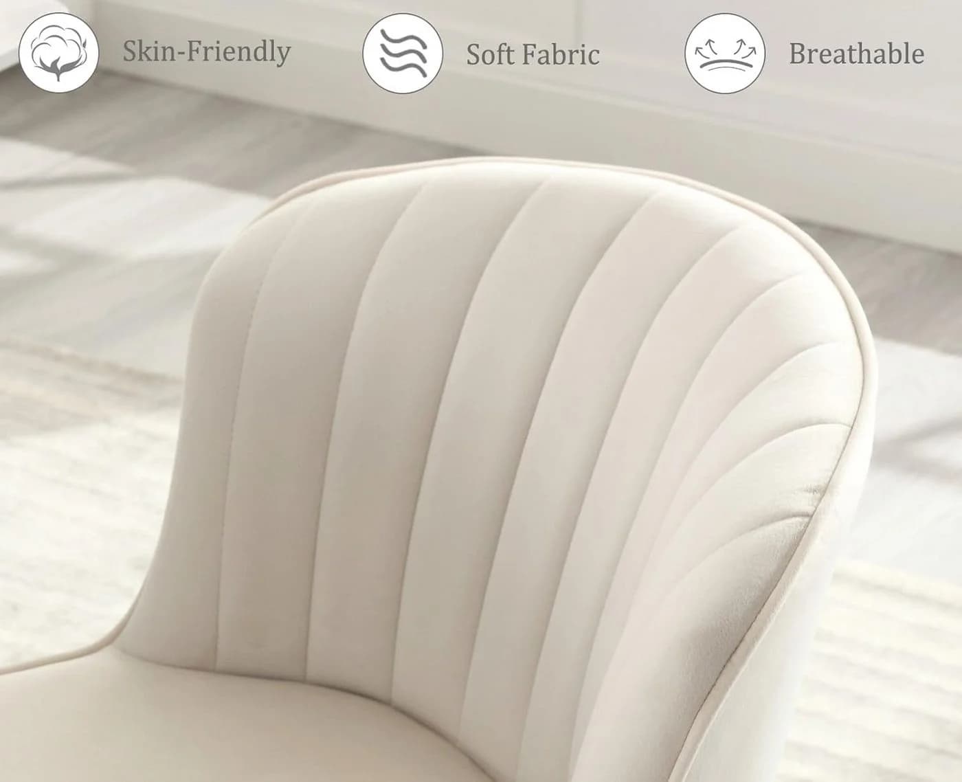 WAHSON OFFICE CHAIRS Esszimmerstuhl 2er Set Beige Küchenstuhl mit goldenem Fuß - Bild 5