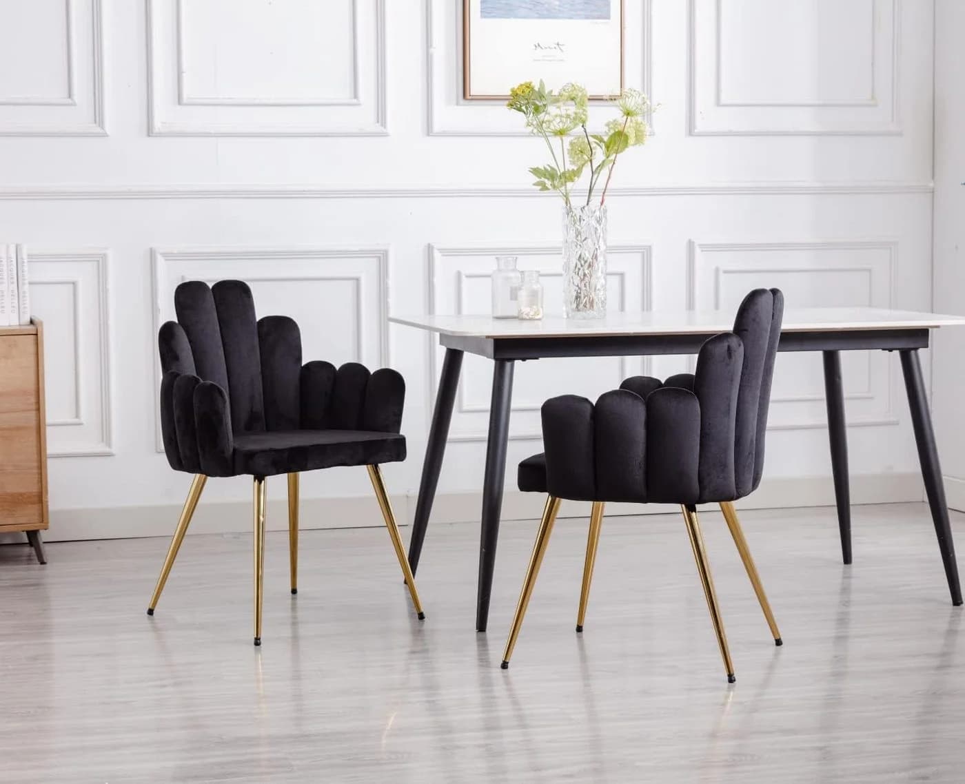WAHSON OFFICE CHAIRS Esszimmerstuhl 2/4er Set Samt Muschelsessel Schwarz