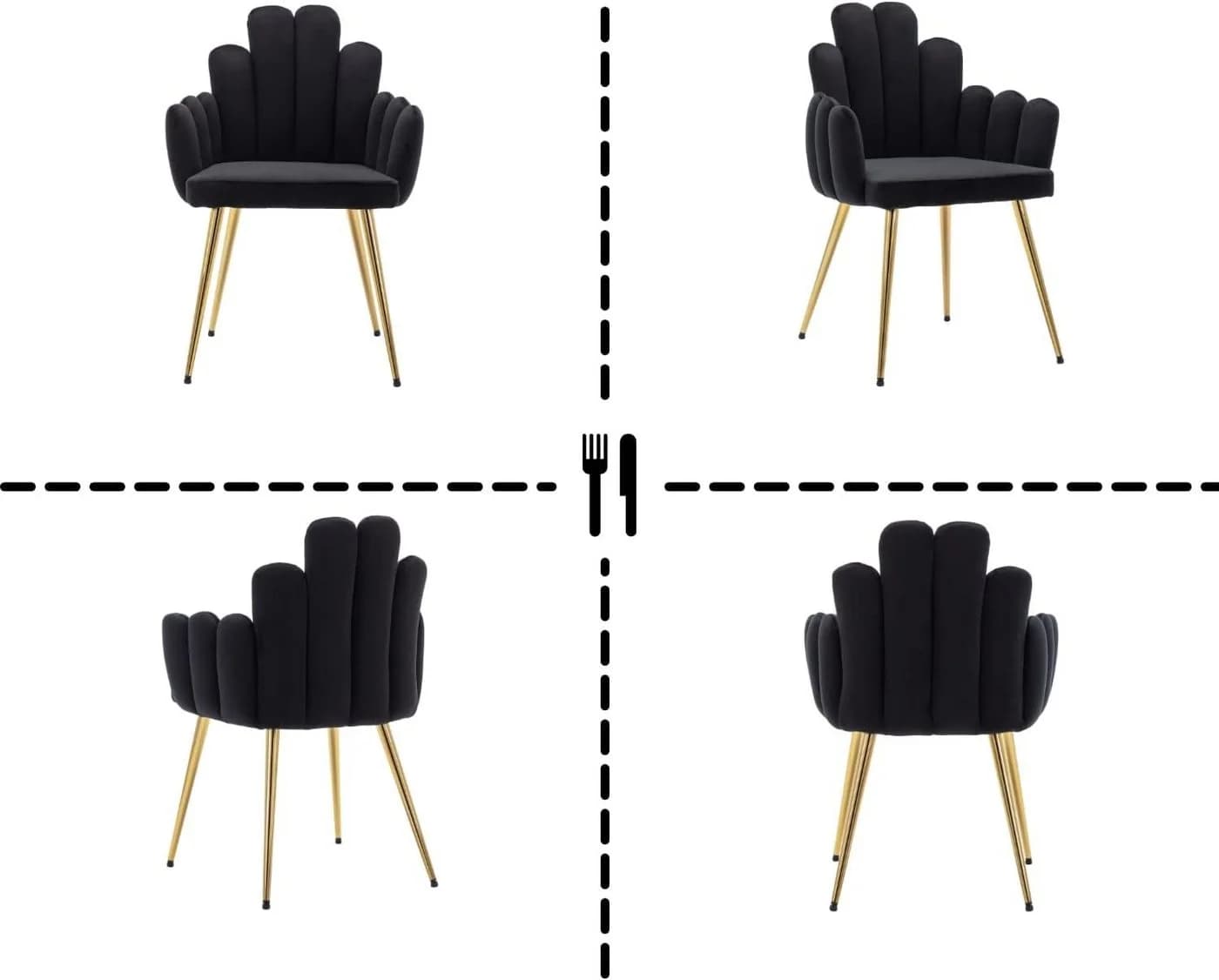 WAHSON OFFICE CHAIRS Esszimmerstuhl 2/4er Set Samt Muschelsessel Schwarz - Bild 5