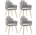 WAHSON Esszimmerstuhl 4er Set Grau Samt Muschel Design Bild 2