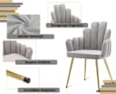 WAHSON Esszimmerstuhl 4er Set Grau Samt Muschel Design Bild 4