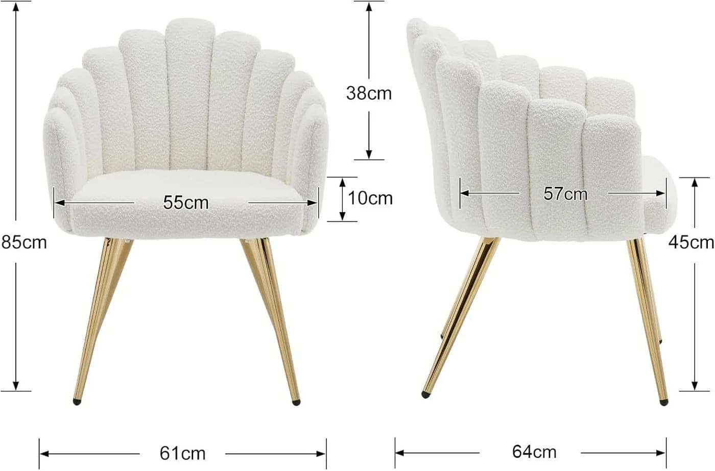 WAHSON OFFICE CHAIRS Loungesessel Kunstfell Polsterstuhl Metallbeine - Bild 3